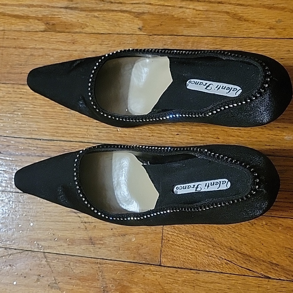 Valenti Franco Black Heels with Studded Trim Size 8M